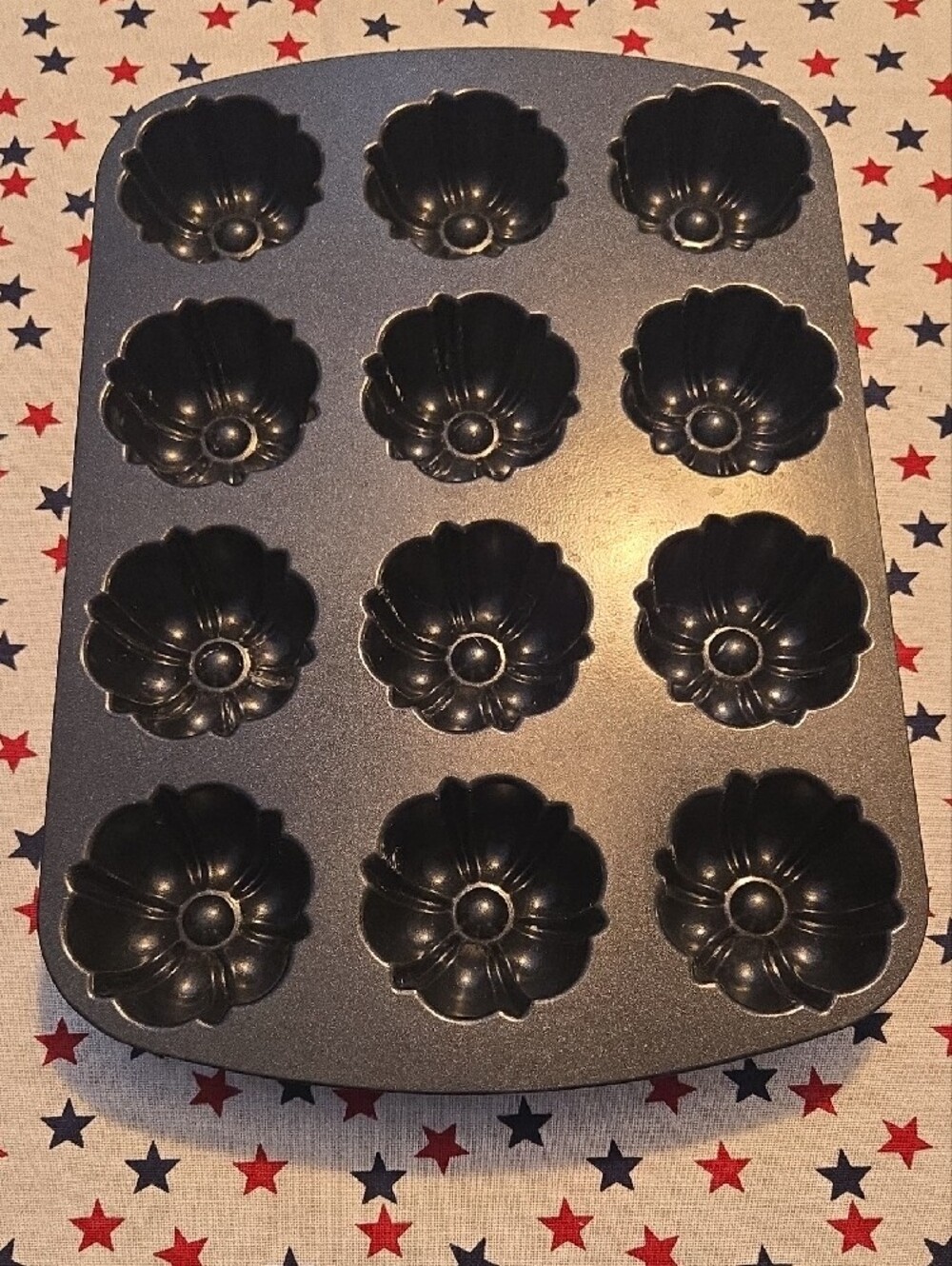 Non-Brand Black Nonstick Flower Muffin Pan & Brownie Wedge Pan Set - Picture 2 of 5